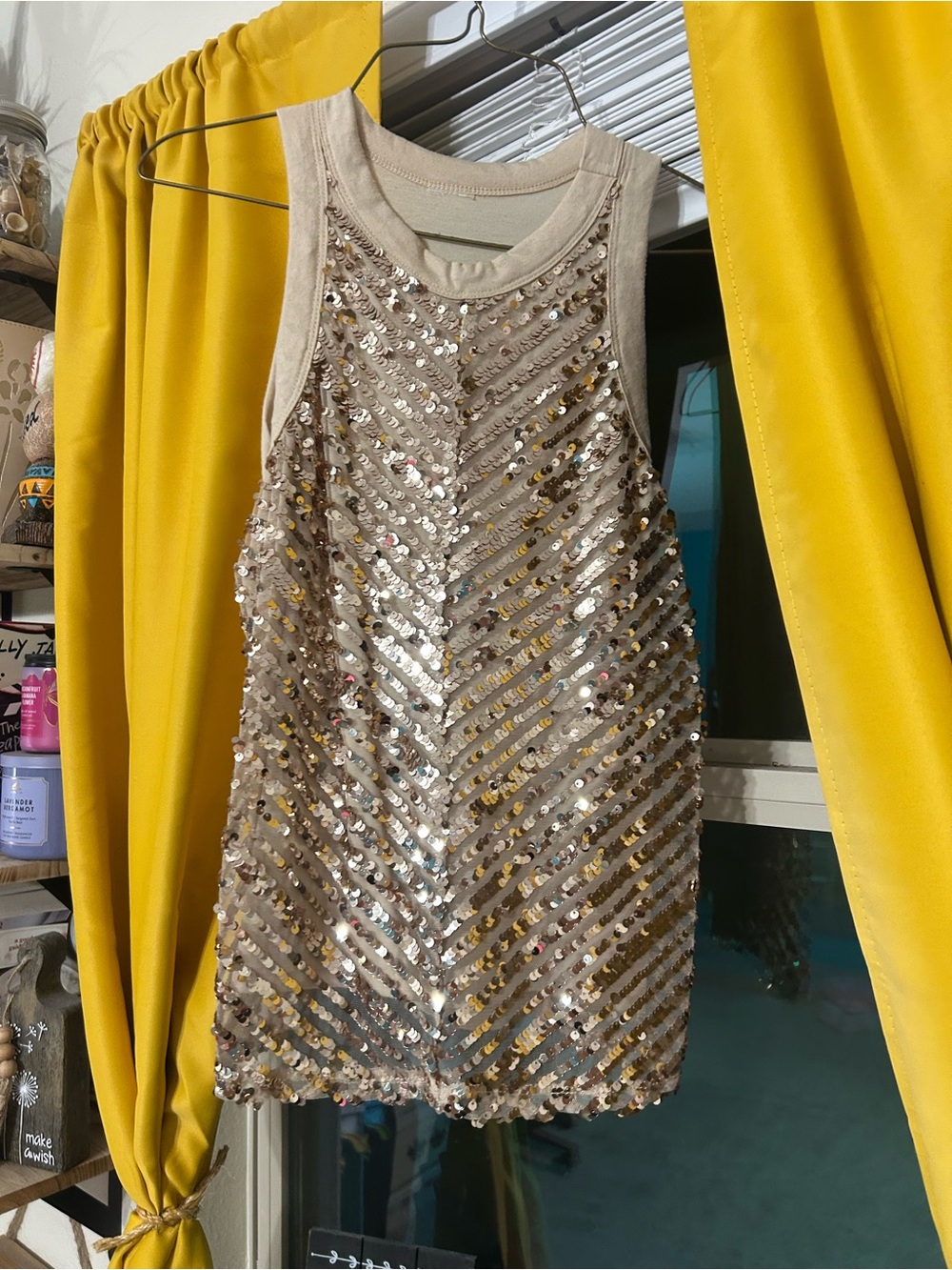 Sequin Sleeveless Tank Top - Champagne